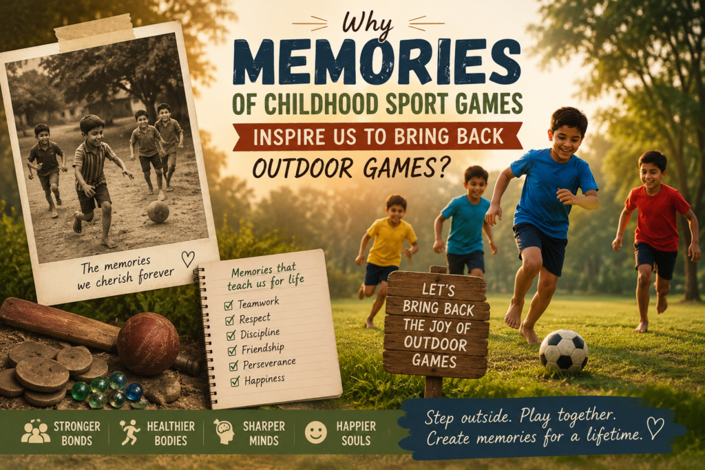 Memories of childhood sport games encouraging children to enjoy outdoor activities